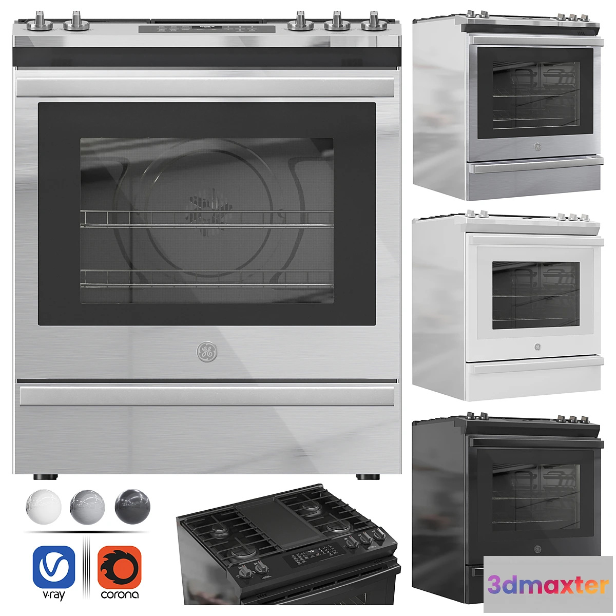 1426804 - GE Gas Range 30SlideIn 3D Max