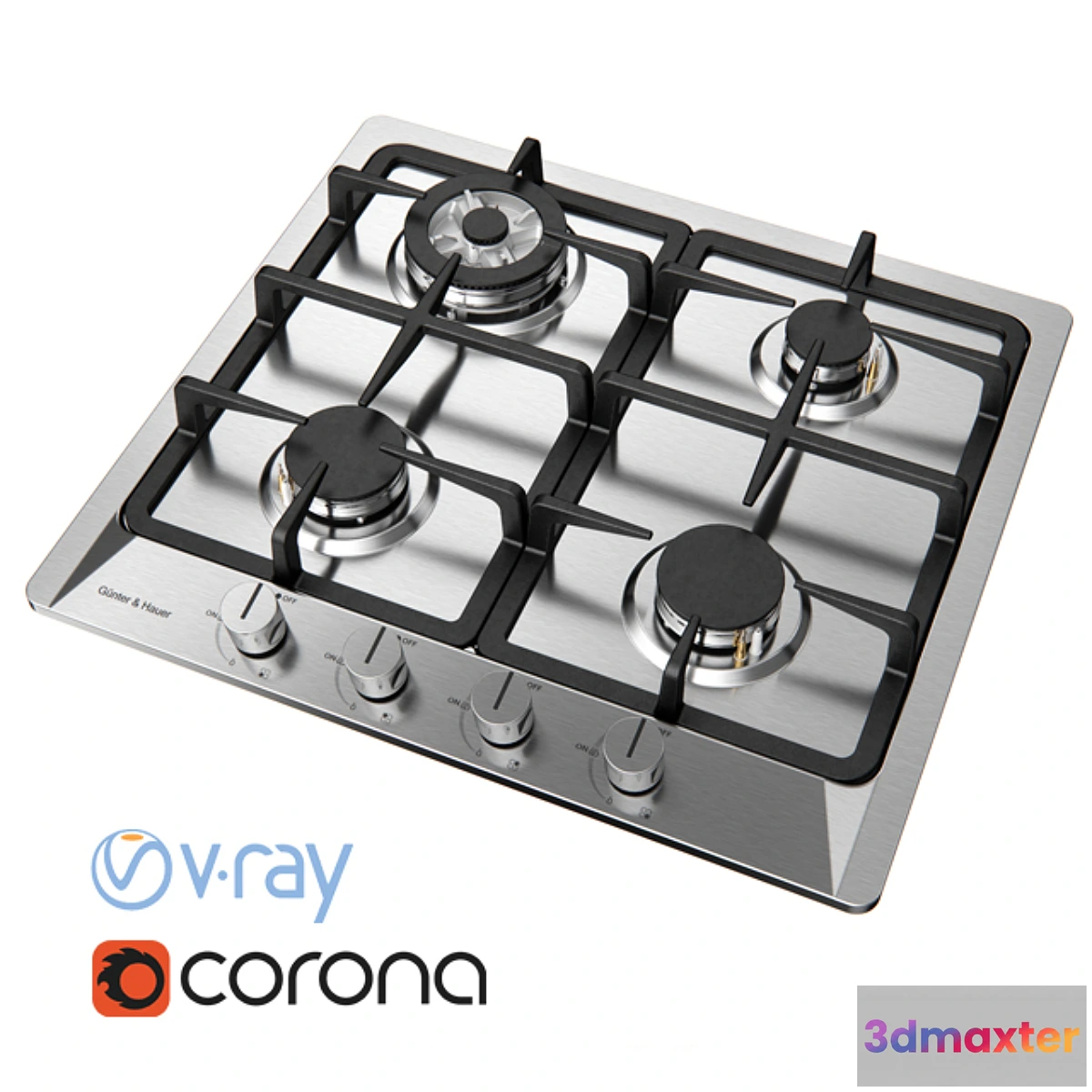 1438166 - Gas hob Gunter-Hauer GH 606 ​​IX 3D Max