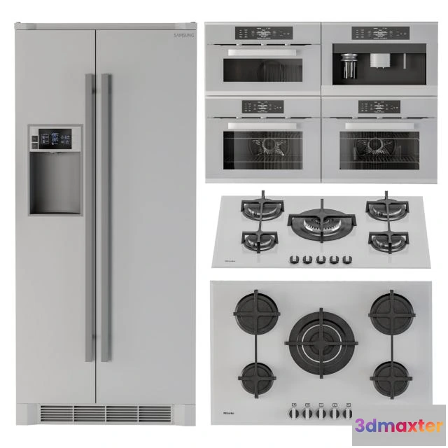 1547379 - Kitchen appliance Set Gray White 3D Max