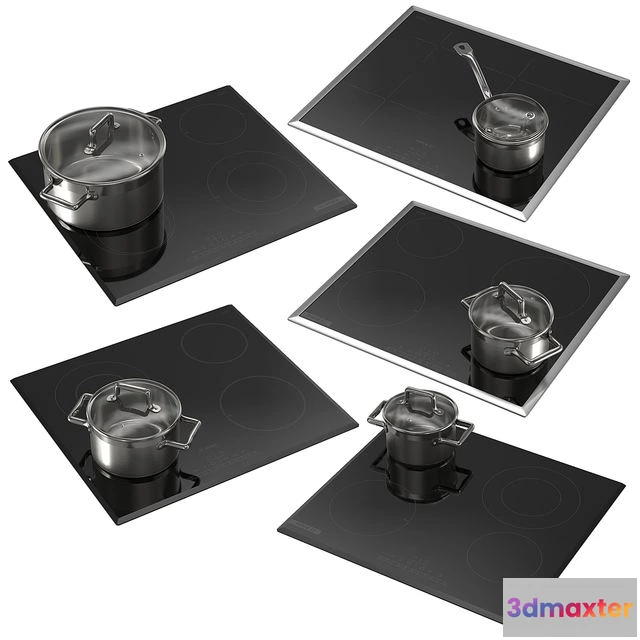 1569124 - Set of Bosch hobs with cookware 002 3D Max