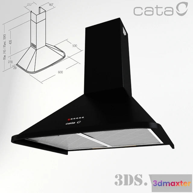 1645722 - kitchen - Chimney hood CATA Neblia 600 Negra 3D Max