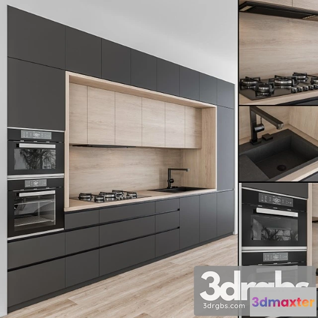 1043676 - Kitchen modern - black and wood 43