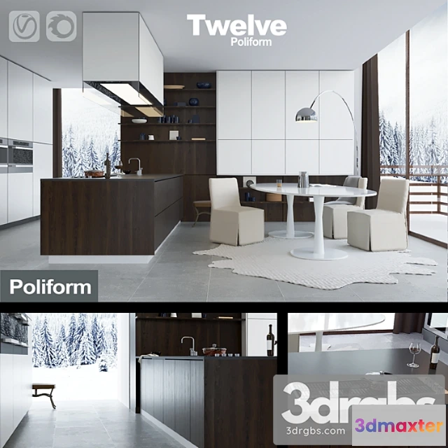 980048 - Kitchen Poliform Varenna Twelve Vray Corona