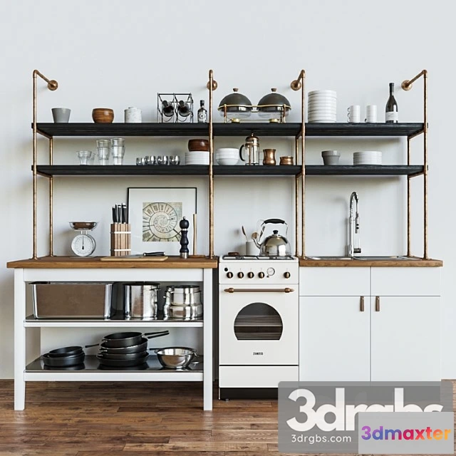 980120 - Kitchen set in a loft style