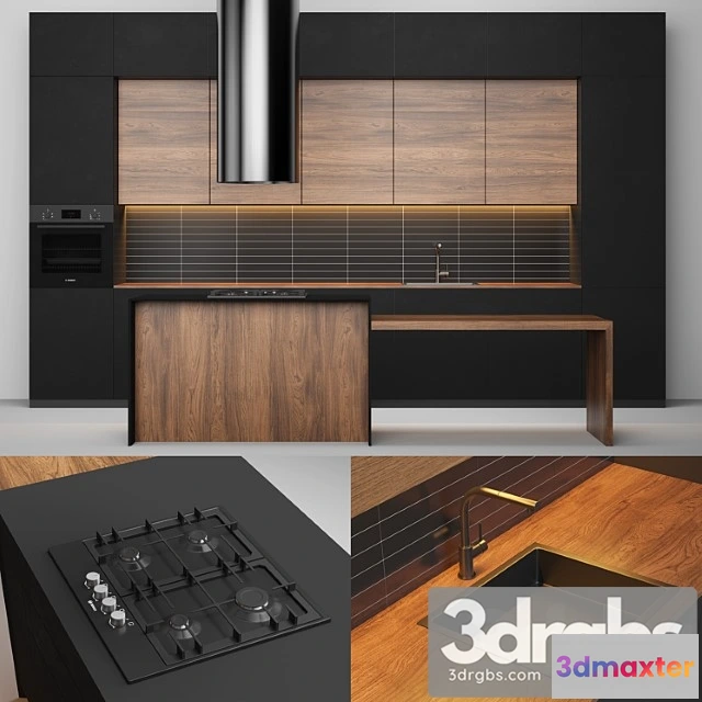 980246 - Modern black kitchen