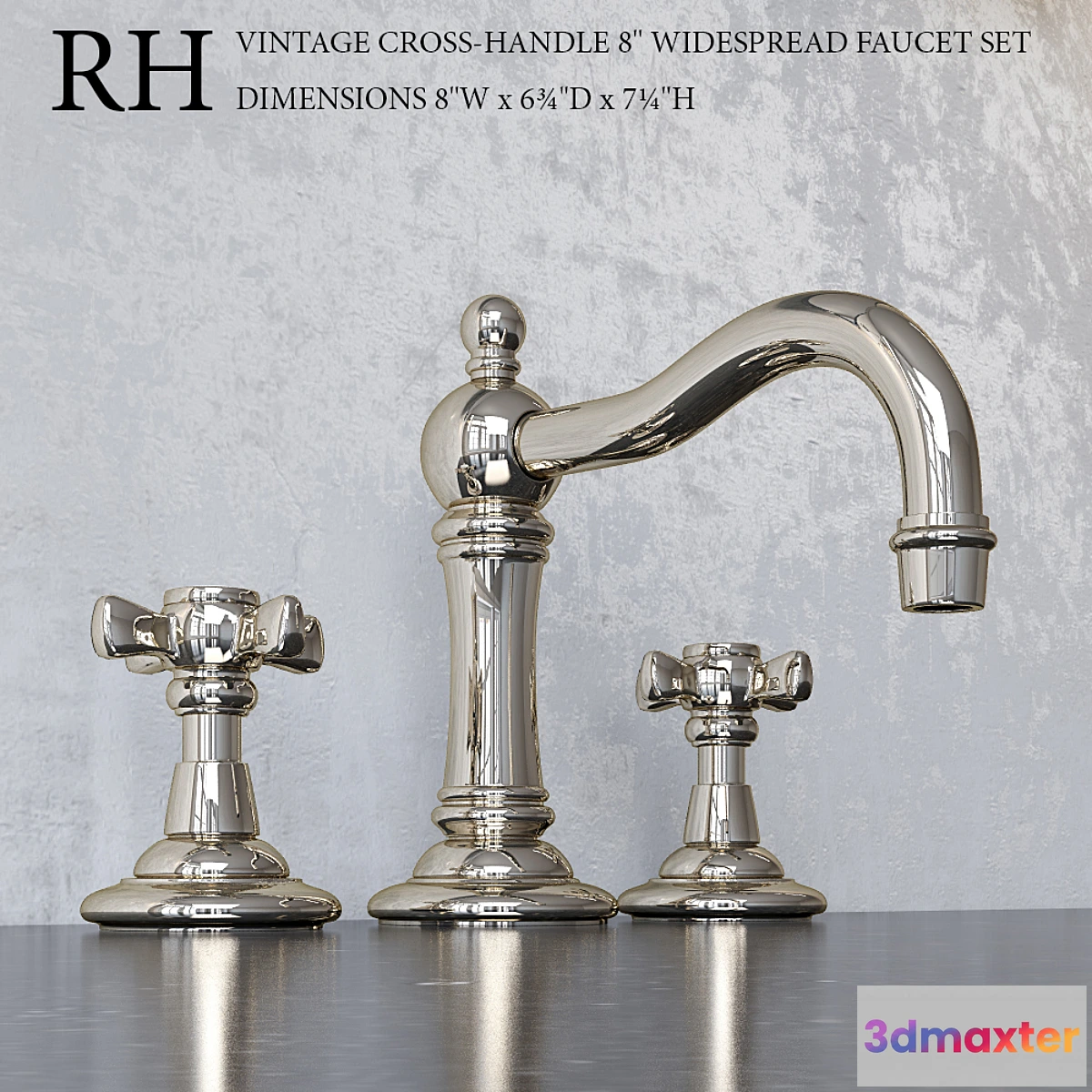 1283748 - VINTAGE CROSS-HANDLE WIDESPREAD FAUCET SET 8 - No.2 3D Max