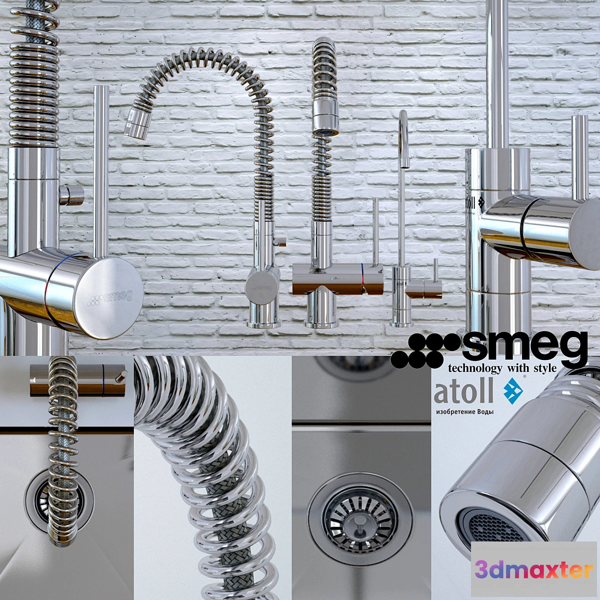 1289074 - Kitchen sink and faucet Smeg 3D Max