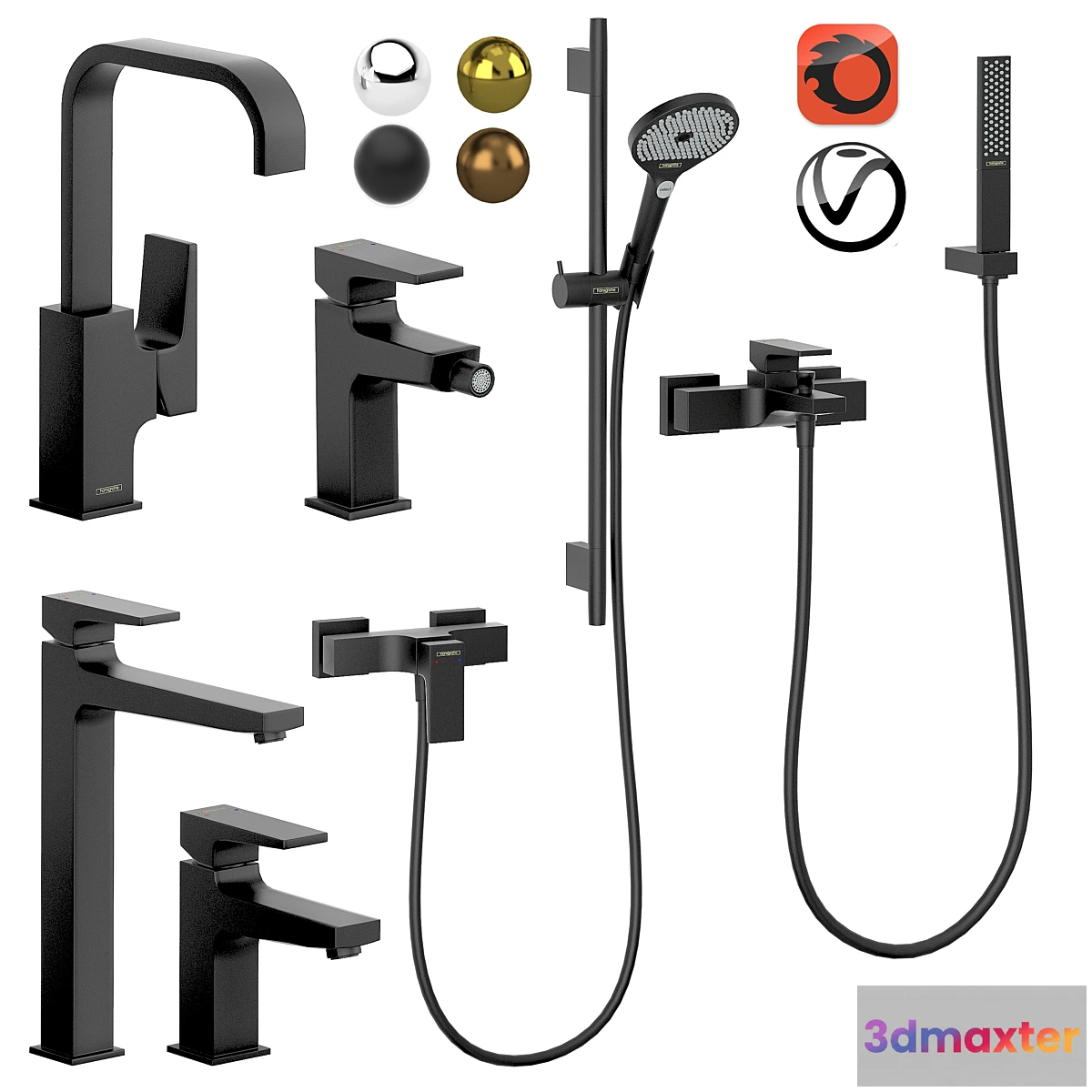 1300073 - HANSGROHE Set 3  Rainfinity  Metropol  3D Max