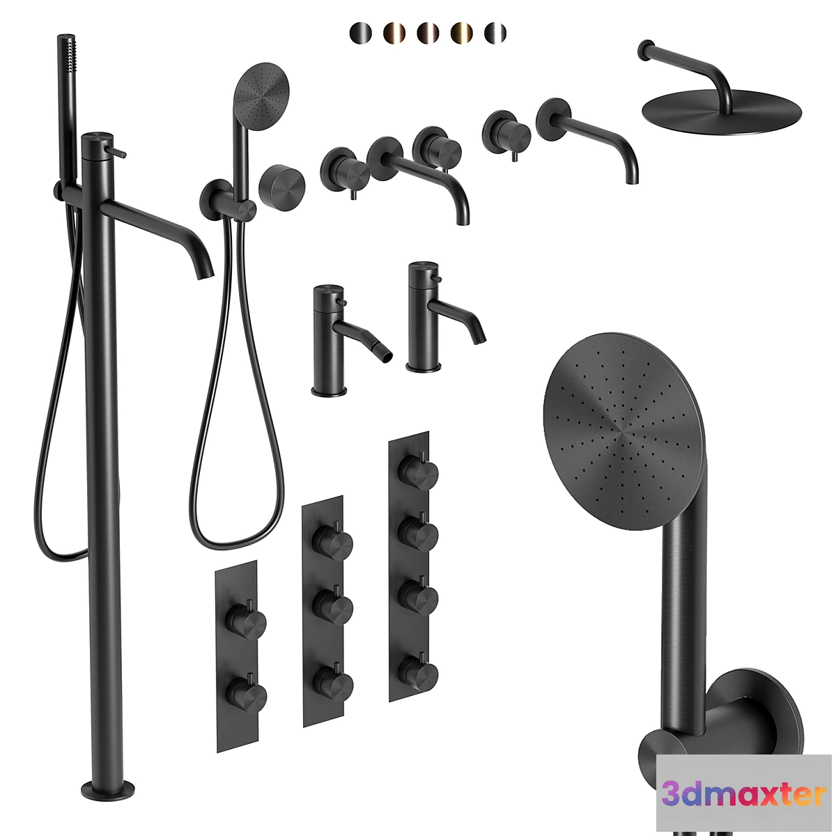 1302102 - Plumbing mixers Quadro set 2 3D Max