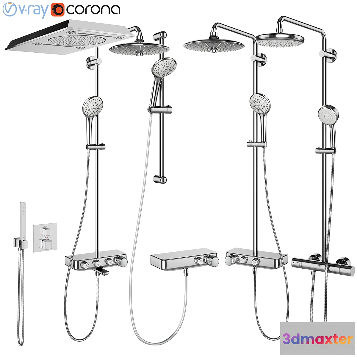 1316197 - GROHE shower systems set 105 3D Max