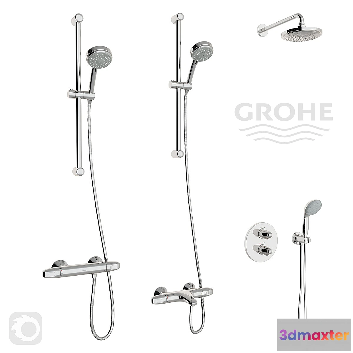 1401622 - Grohe Grohtherm 1000 Thermostat Set 3D Max
