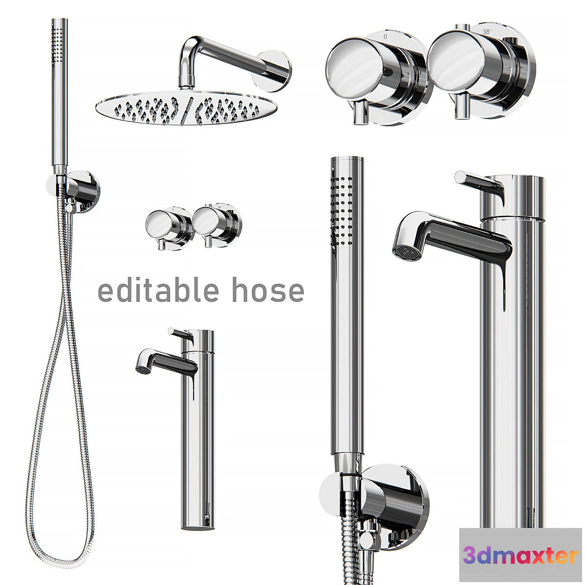 1403178 - Bathroom plumbing set 3D Max