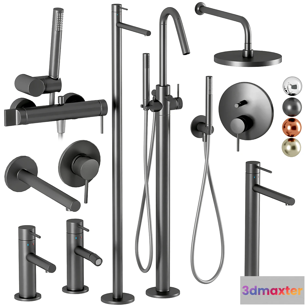 1413248 - Faucets and shower Vitra Origin set 3D Max