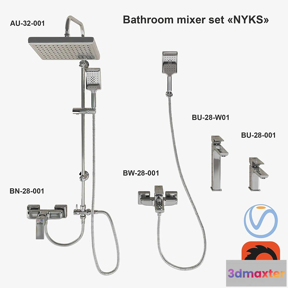 1421380 - Set of bathroom faucets Invena NYKS 3D Max