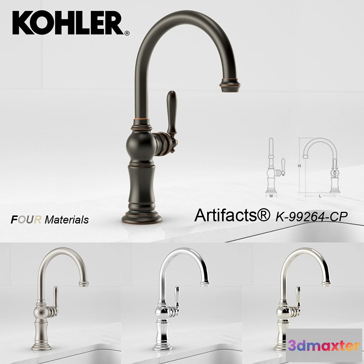 1444612 - KOHLER Artifacts Bar Faucet 3D Max