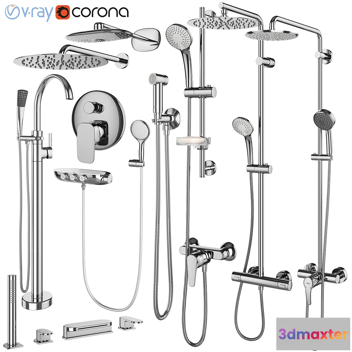 1453590 - Faucets and shower systems Grohe and IDEAL standard set 144 3D Max