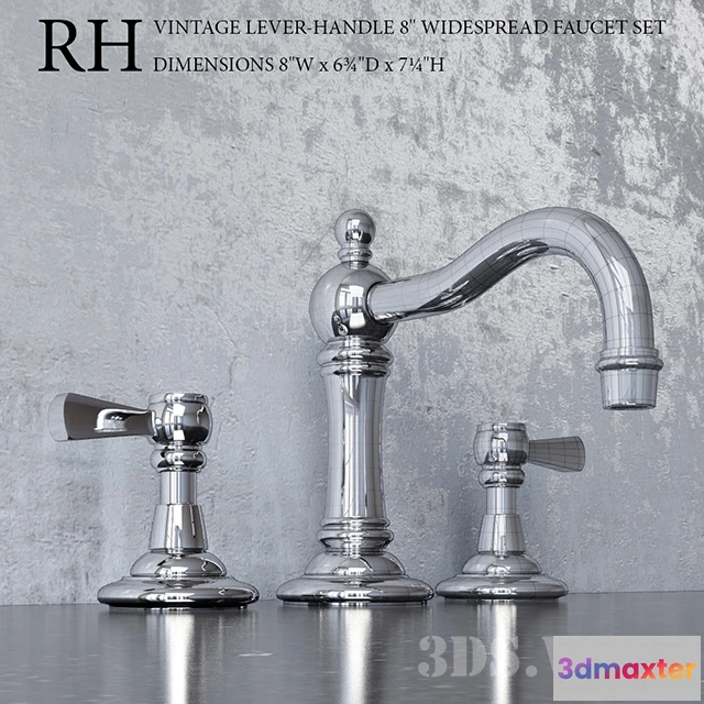 1644982 - kitchen - VINTAGE LEVER-HANDLE 8in WIDESPREAD FAUCET SET 3D Max