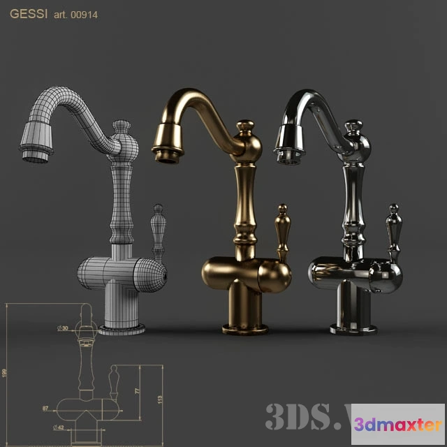 1645038 - kitchen - Kitchen faucet Gessi art 00914 3D Max