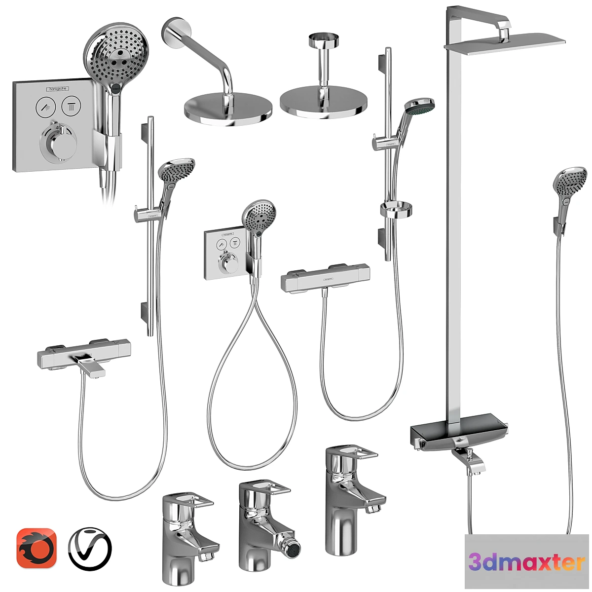 544933 - HANSGROHE Set 4  Ecostat  Raindance  Novus Loop  with adjustable watering can