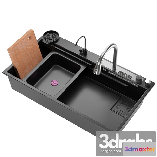 976802 - Black Nano Kitchen Sink 304 Stainless Steel Waterfall Sink 1