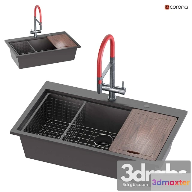 976844 - Doirteal 33 Inch Drop in Black Farmhouse Sink