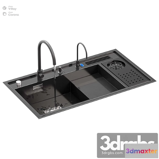 976926 - Kitchen Sink With High Pressure Cup Steel Black