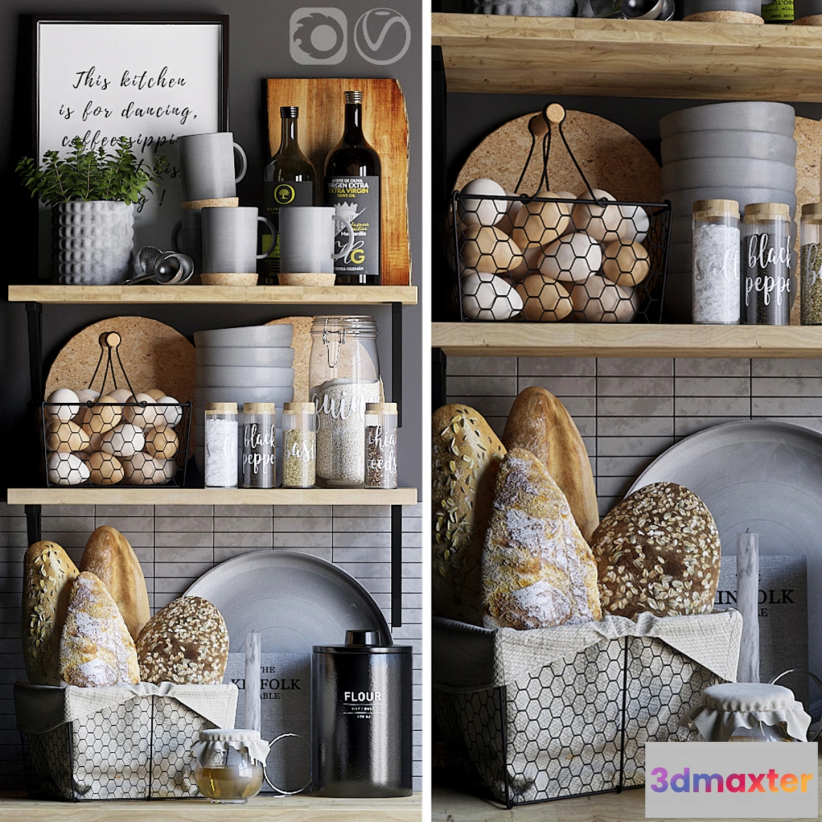 1299480 - Decorative set for the kitchen 6 3D Max