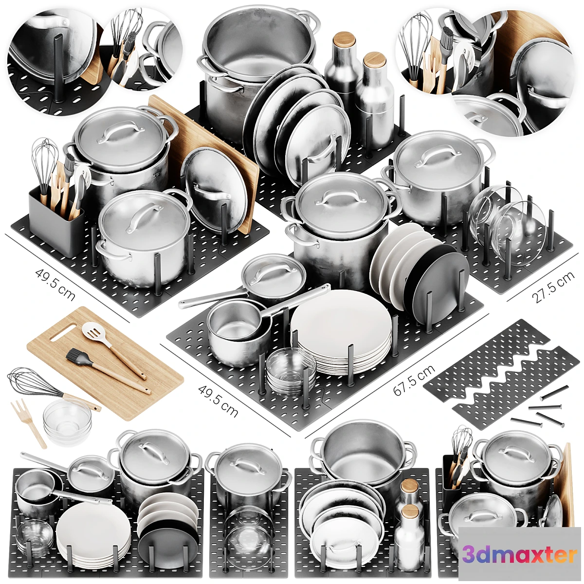 1300917 - Ikea Uppdatera Pegboard Drawer Organizer Set 365+ - No.2 3D Max