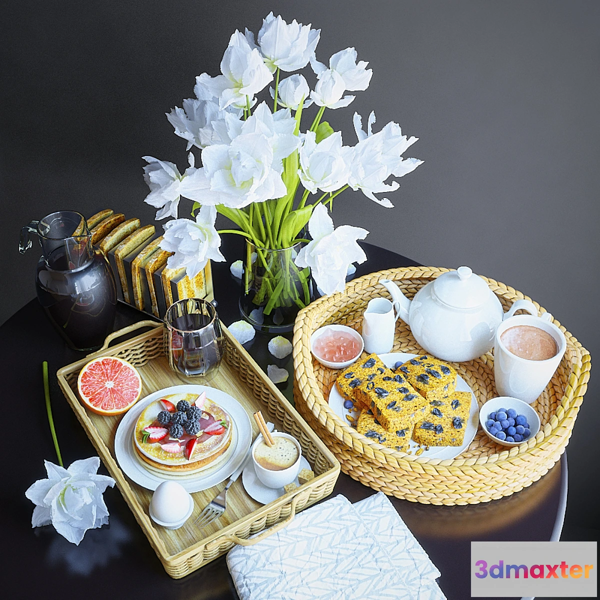 1313319 - Trays with breakfast 2 3D Max