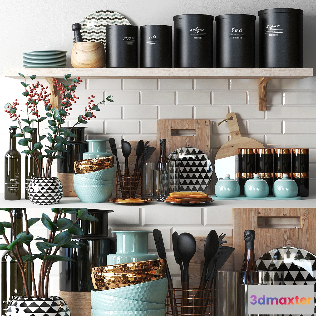 1333606 - set611 -kitchen cyan 3D Max