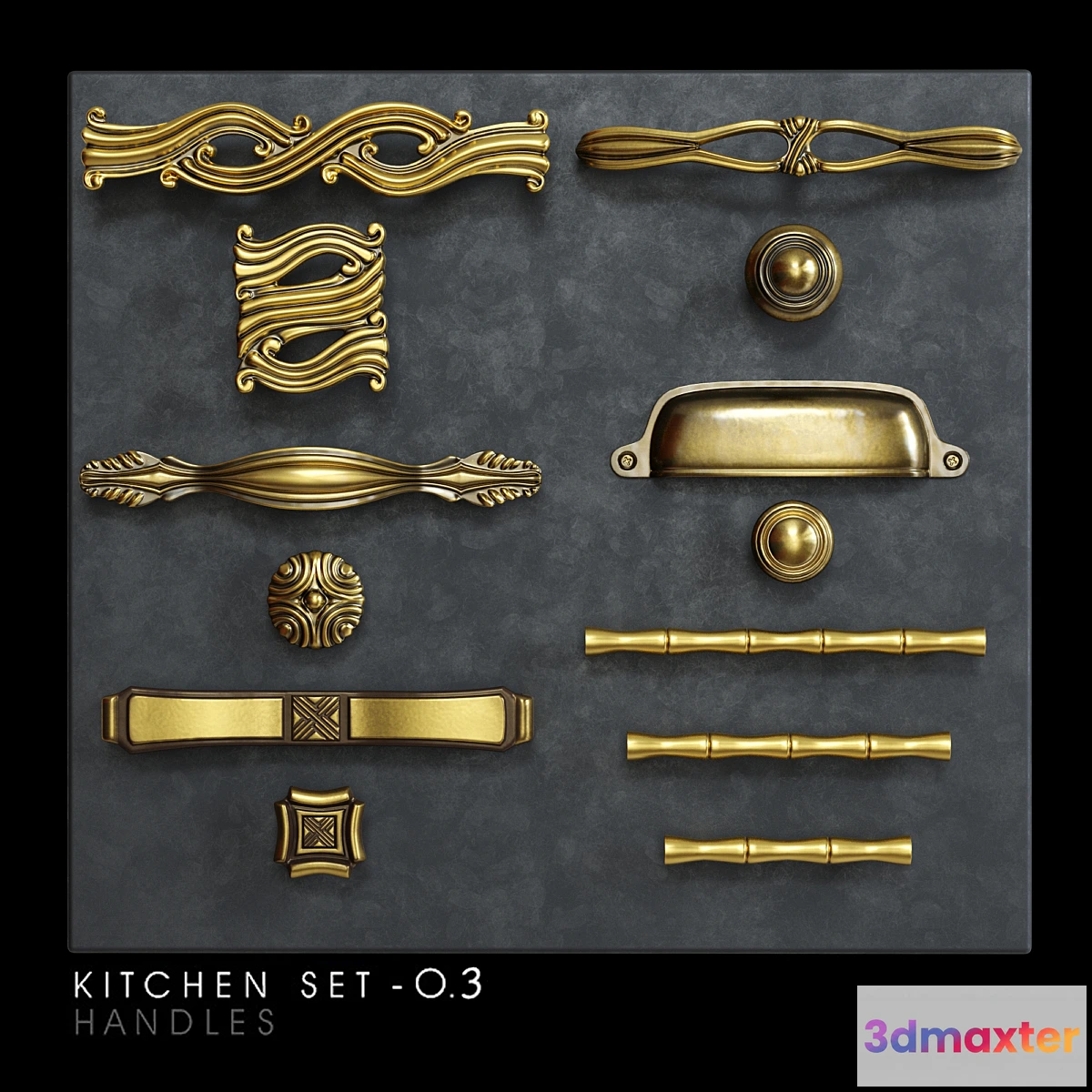 1345225 - Classic kitchen furniture handles 3D Max