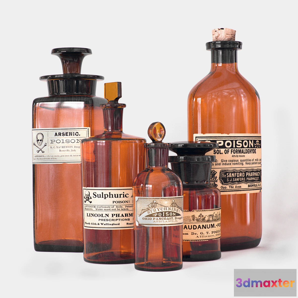 1404710 - Vintage Poison Bottles 3D Max