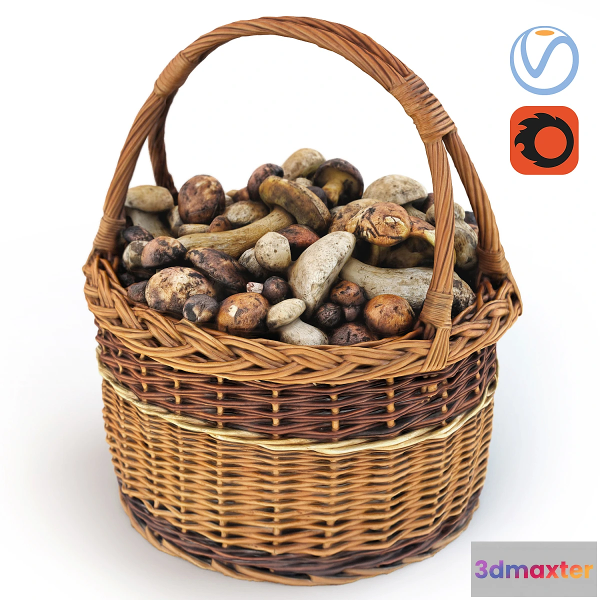 1409978 - Mushrooms in a basket 3D Max