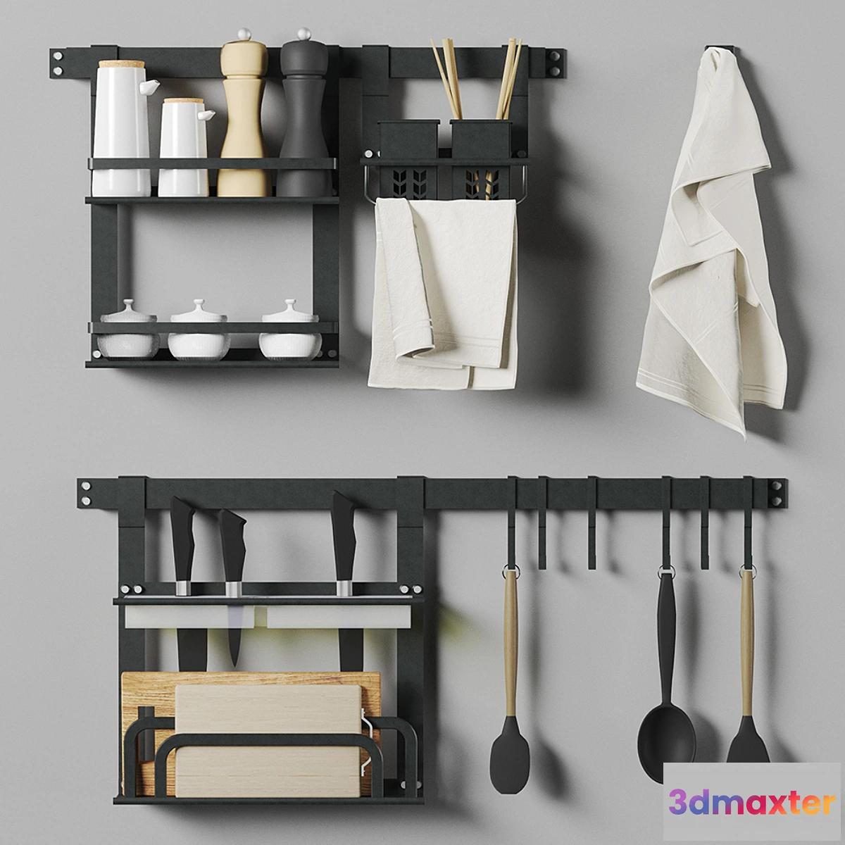 1417596 - Kitchen storage system with decor 3D Max