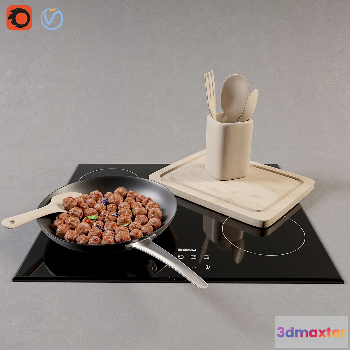 1451692 - meatballs in a pan 3D Max