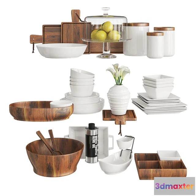 1549207 - Kitchen Set Wood and White 3D Max