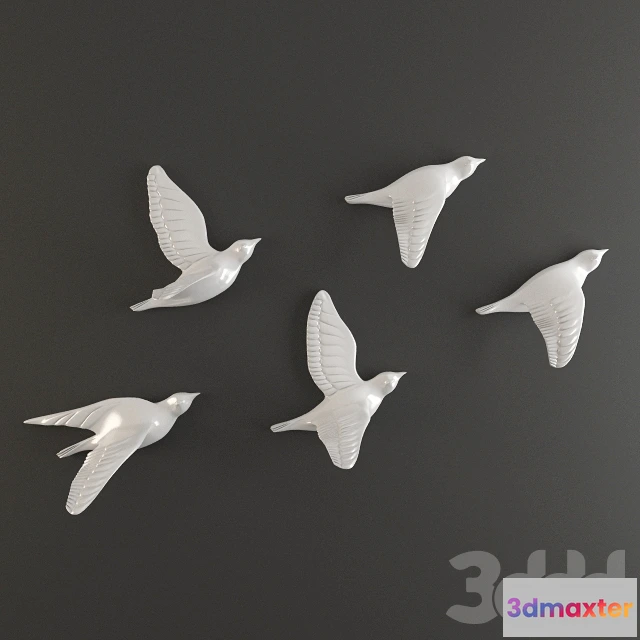 1562477 - porcelain birds wall decor 3D Max