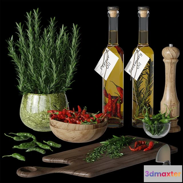 1569332 - Kitchen decor set pepper chile 3D Max