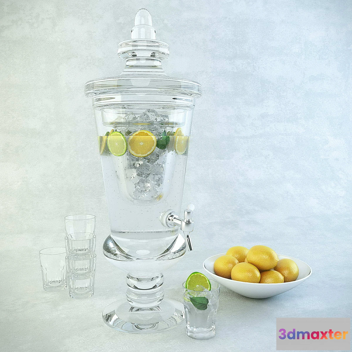 630597 - Set Carafe with lemonade glasses plate with lemons