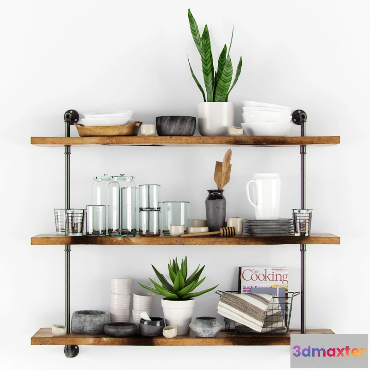 635167 - Shelves dishes and flowers