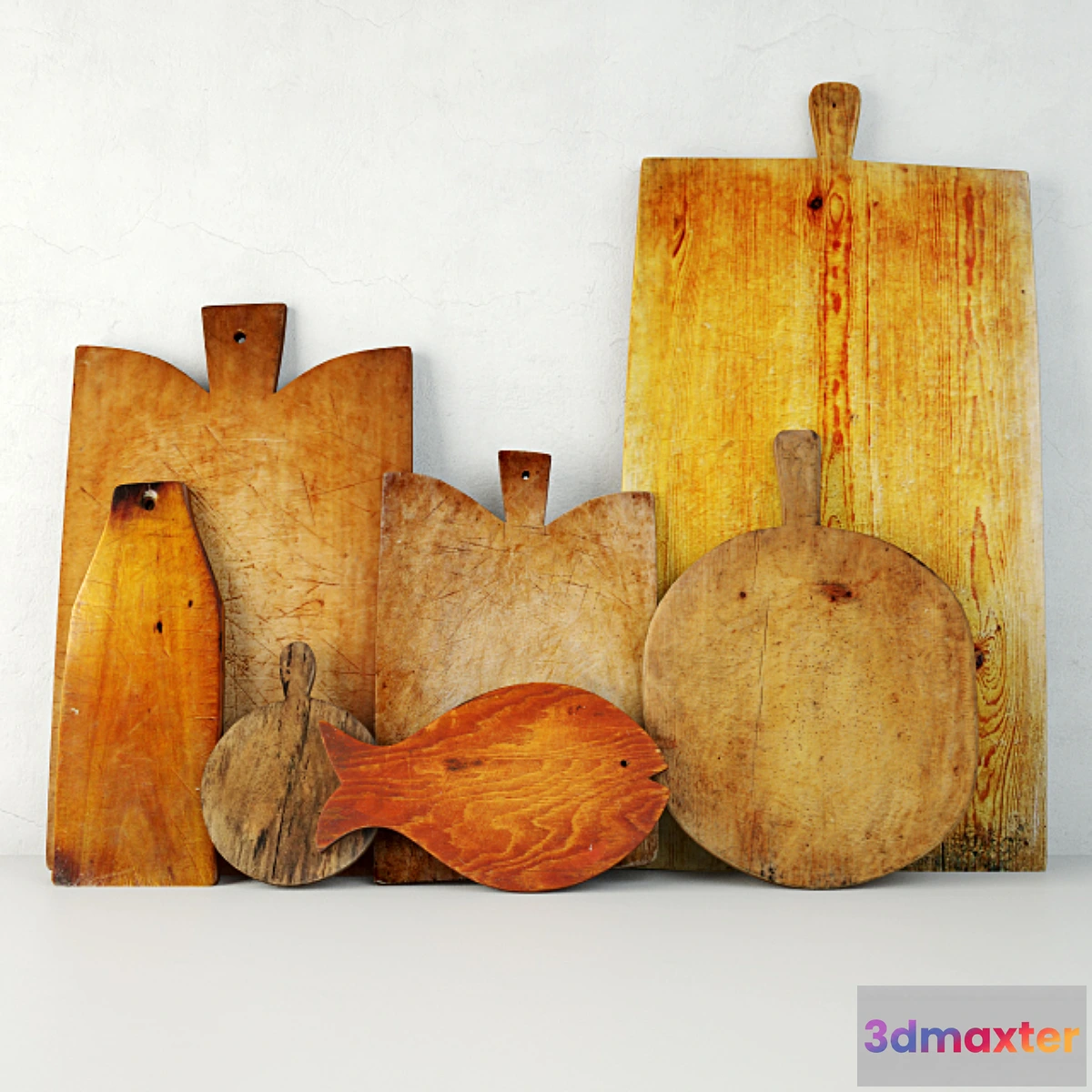 648843 - Antique Cutting Boards with Knife - No.2