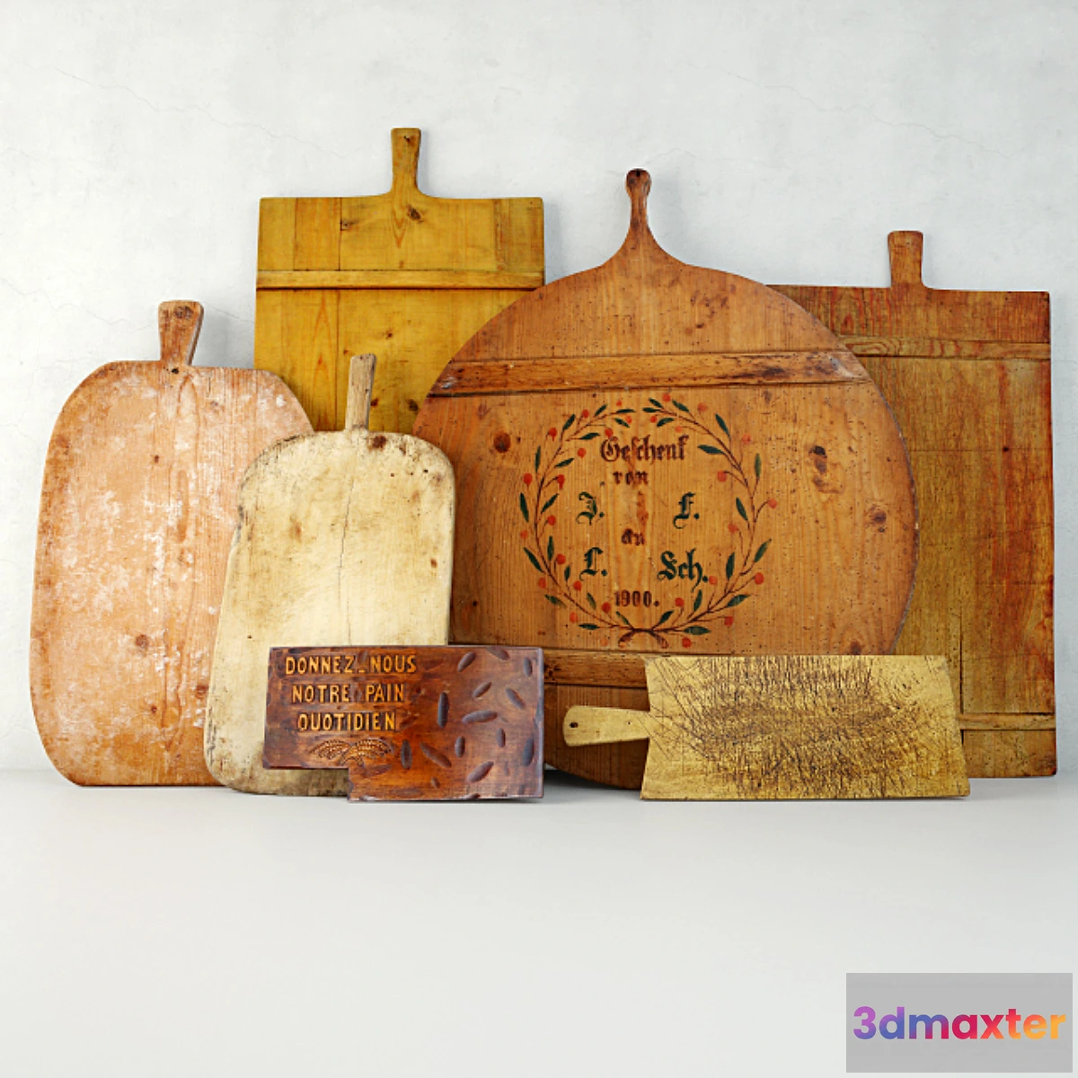 670641 - Antique Cutting Boards and Knife