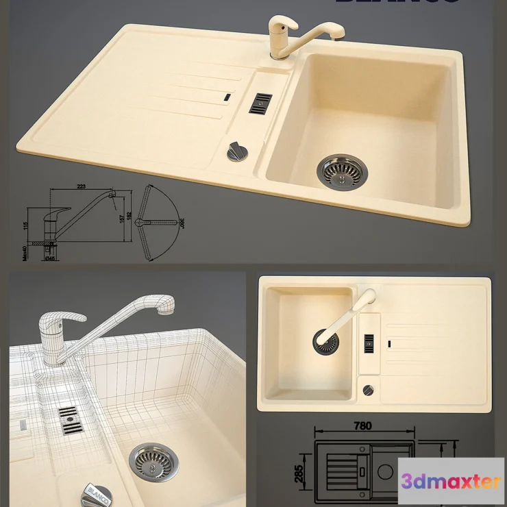 1268108 - Blanco Silgranit Daras + Blanco Lexa 45S 3D Max