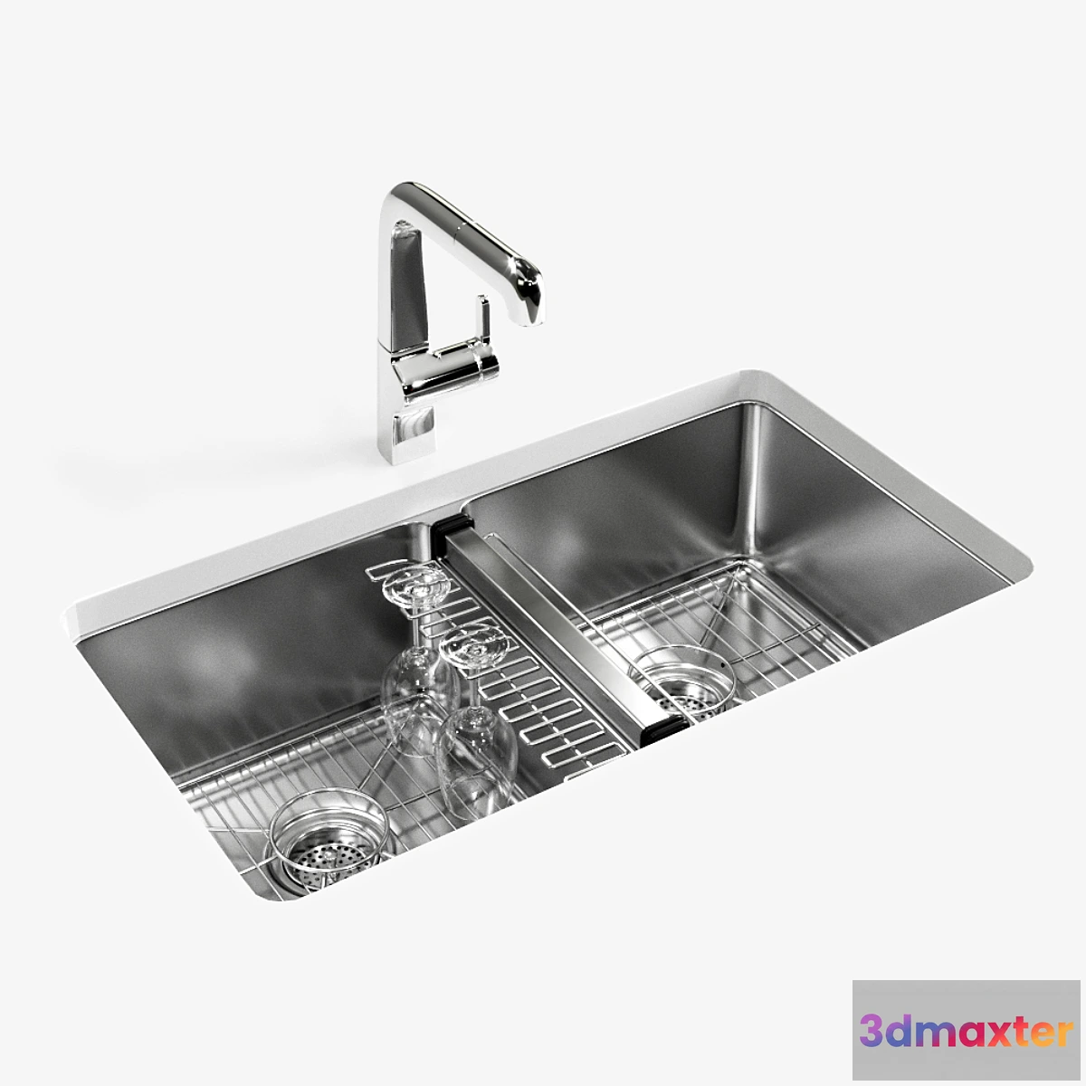 1311284 - KOHLER “Strive” under-mount double-equal kitchen sink 3D Max