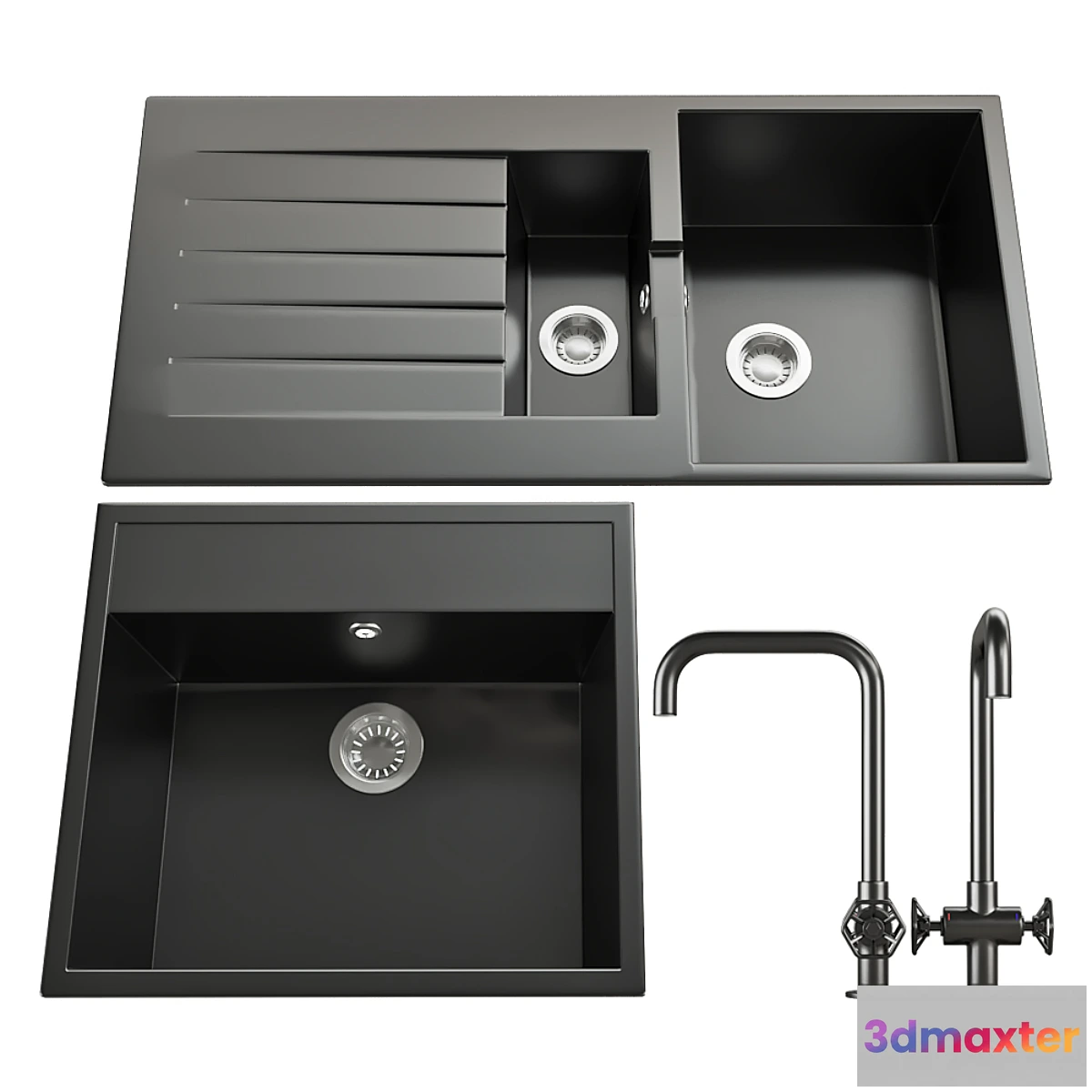 1319421 - Kitchen set Ikea Mixer HAMLESHEN and mortise washers HELLVIKEN 3D Max