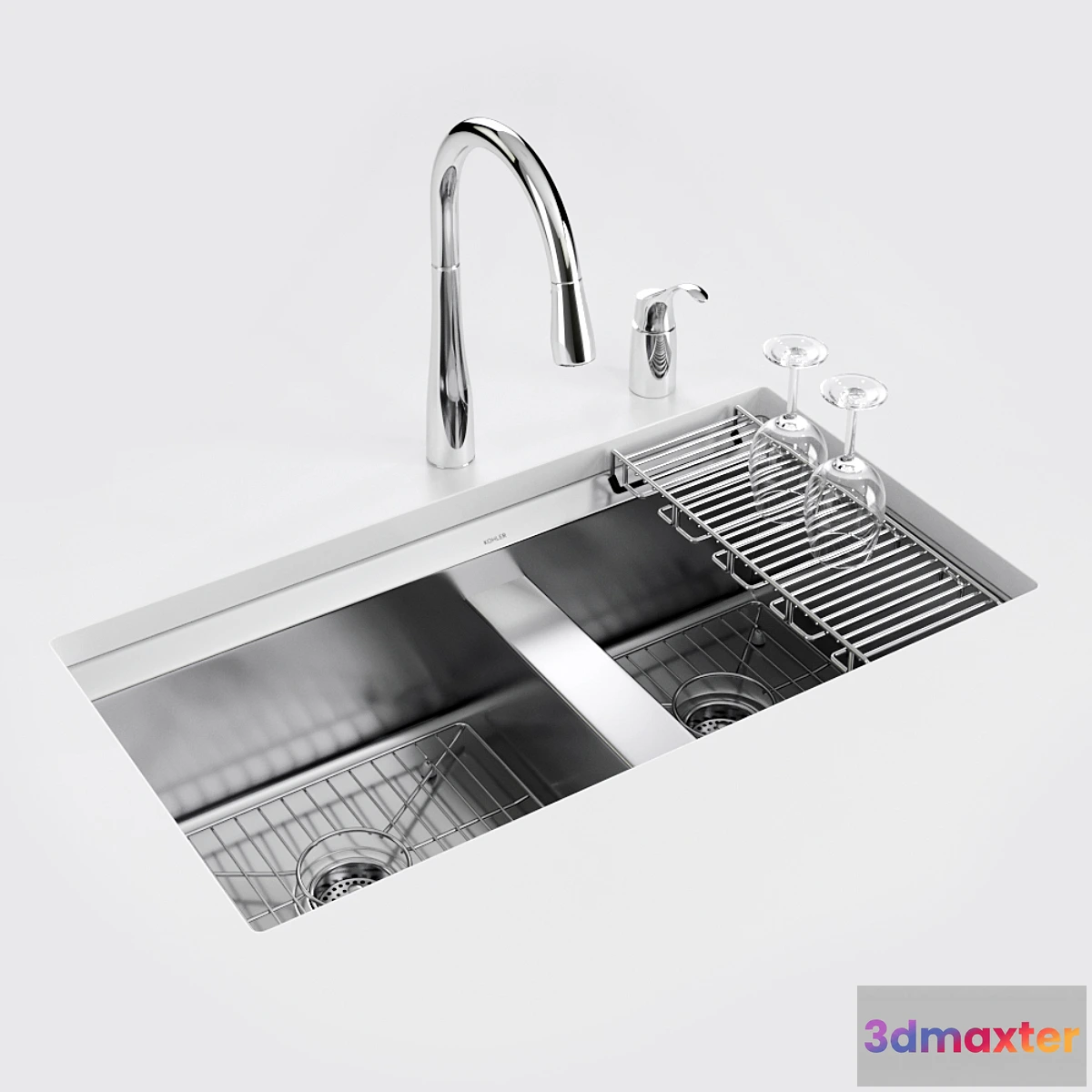 1320003 - KOHLER “8 Degree” under-mount kitchen sink 3D Max