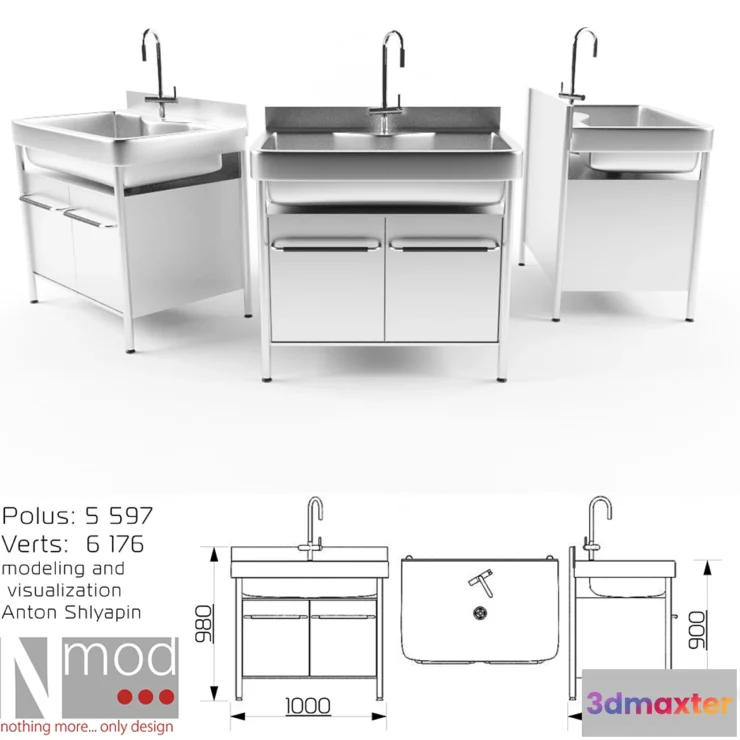 1399476 - steel sinks 3D Max