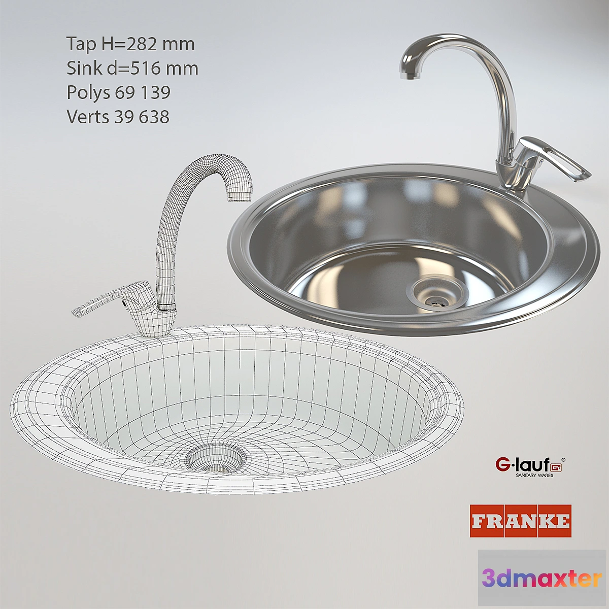 1402948 - Tap g lauf + sink franke 3D Max