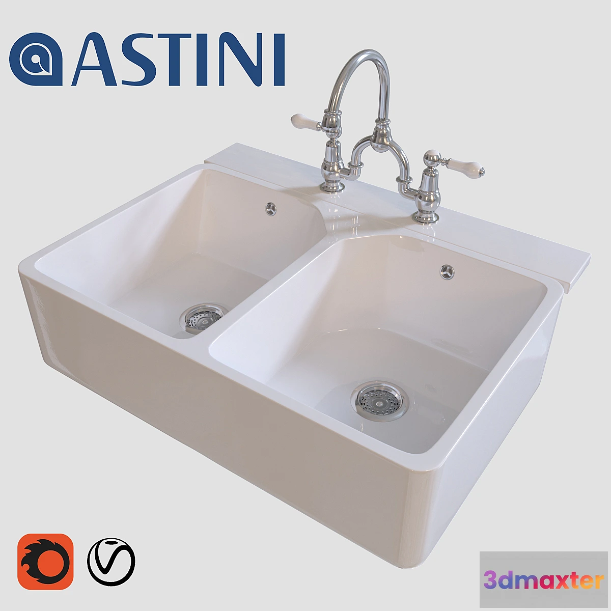 1417658 - Kitchen Sink Astini Belfast 2 Bowl 3D Max