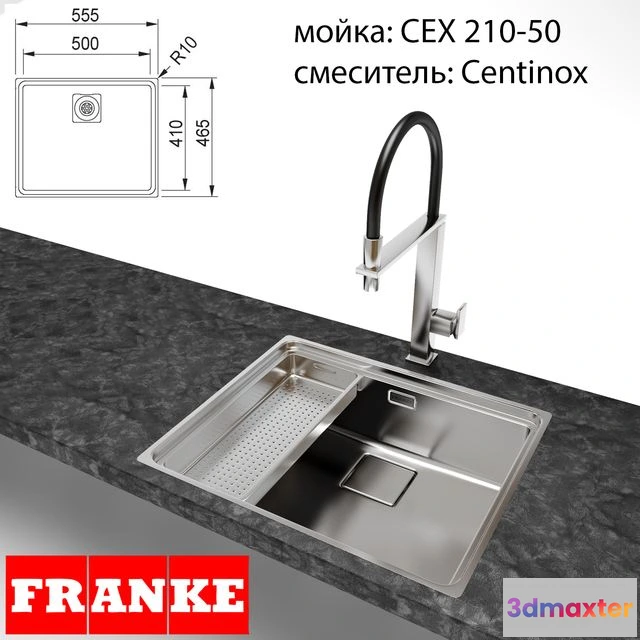1541021 - Sink Franke CEX 210-50 3D Max